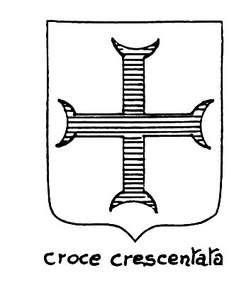 Immagine del termine araldico: Croce crescentata